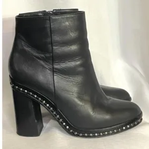 Coach Justina Bootie Buttery Soft Leather Studded Moto Chunky Block Heel Sz 8