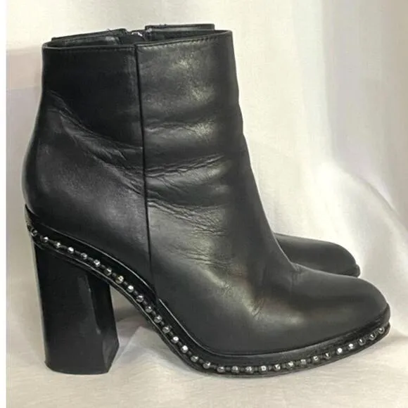 Coach Justina Bootie Buttery Soft Leather Studded Moto Chunky Block Heel Sz 8