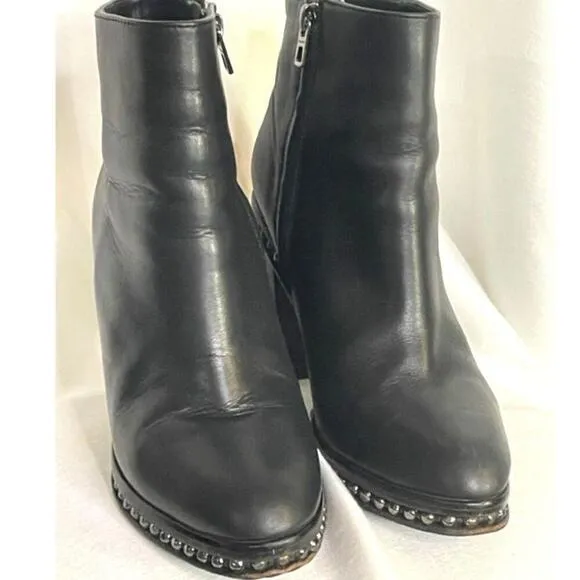 Coach Justina Bootie Buttery Soft Leather Studded Moto Chunky Block Heel Sz 8