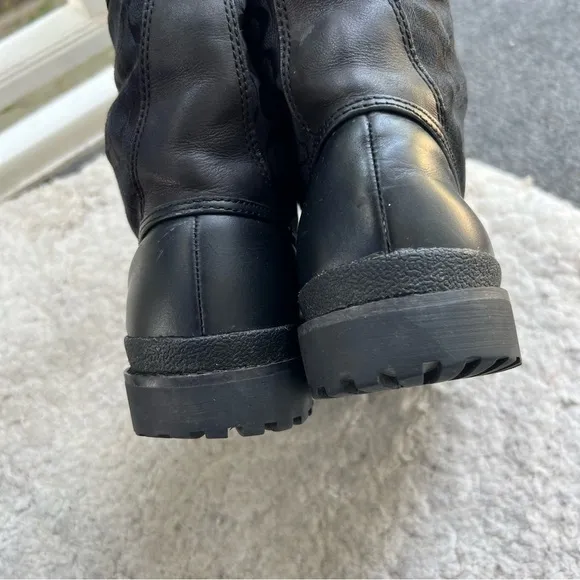 COACH Laura Black Signature Leather/Rubber Silver Hardwear Boots Lace Up Size 7