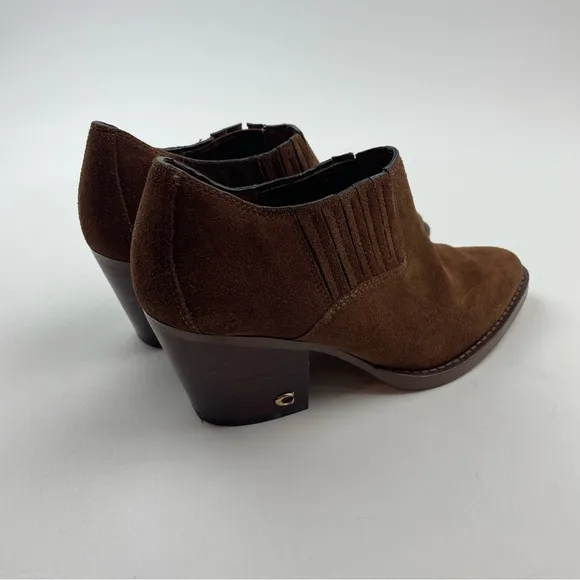 COACH PERRI Ankle Bootie Suede Fashion Boots Cognac Brown Size 5.5