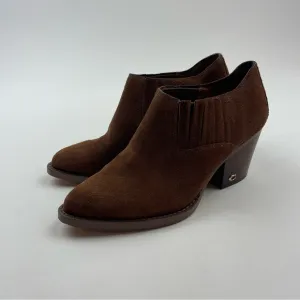 COACH PERRI Ankle Bootie Suede Fashion Boots Cognac Brown Size 5.5