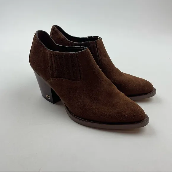 COACH PERRI Ankle Bootie Suede Fashion Boots Cognac Brown Size 5.5