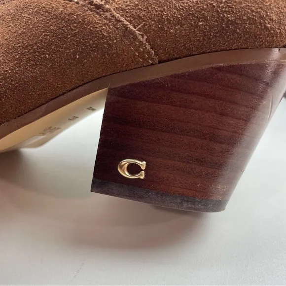 COACH PERRI Ankle Bootie Suede Fashion Boots Cognac Brown Size 5.5