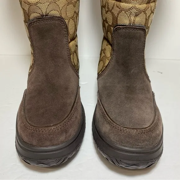 Coach SHERMAN Signature Brown Suede / Fleece Lined Boots A00771 Size 7.5