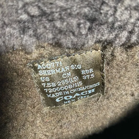 Coach SHERMAN Signature Brown Suede / Fleece Lined Boots A00771 Size 7.5