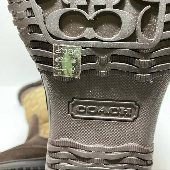 Coach SHERMAN Signature Brown Suede / Fleece Lined Boots A00771 Size 7.5
