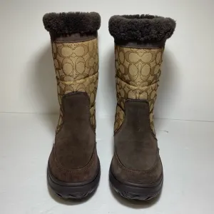 Coach SHERMAN Signature Brown Suede / Fleece Lined Boots A00771 Size 7.5