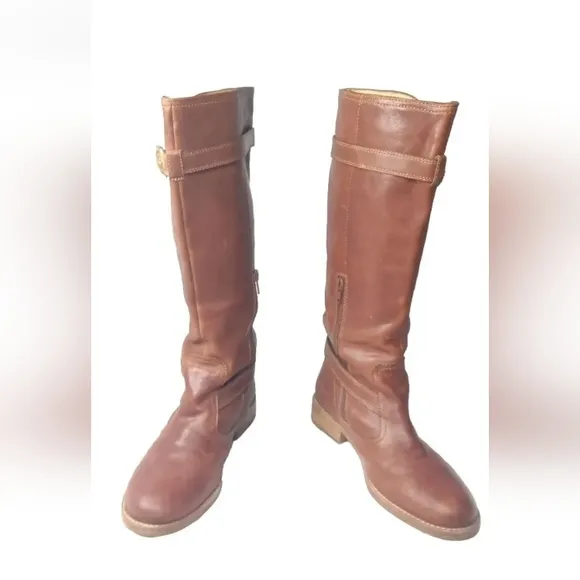 COACH Whitley Leather Riding Boots Size 7.5 M Cognac Brown