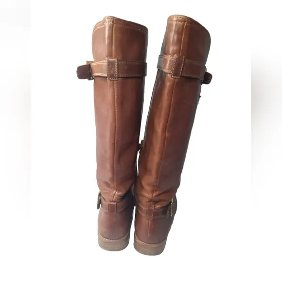COACH Whitley Leather Riding Boots Size 7.5 M Cognac Brown