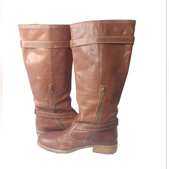 COACH Whitley Leather Riding Boots Size 7.5 M Cognac Brown