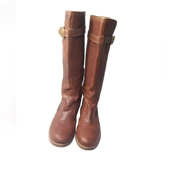 COACH Whitley Leather Riding Boots Size 7.5 M Cognac Brown