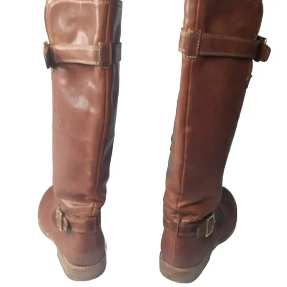 COACH Whitley Leather Riding Boots Size 7.5 M Cognac Brown