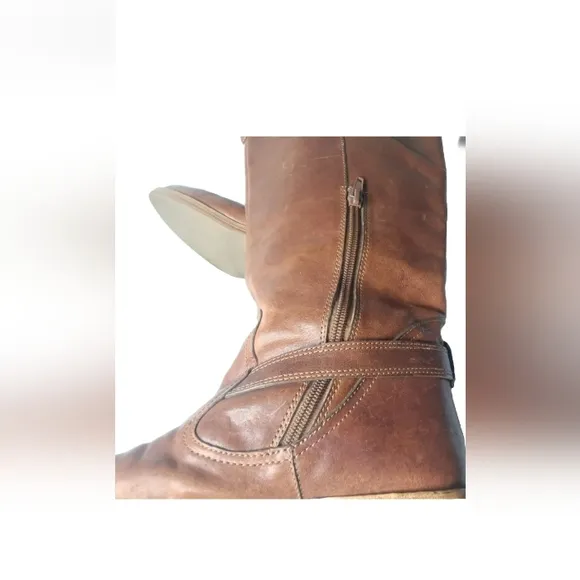 COACH Whitley Leather Riding Boots Size 7.5 M Cognac Brown