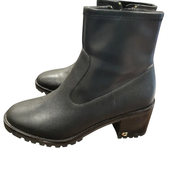 Coach Women's Joy Leather Boots Chunky Heel Size 9.5