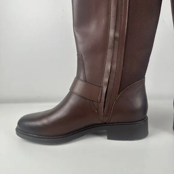 Coach Womens Ricki Riding Equestrian Leather Full-Zip Walnut Brown Boots 5.5C