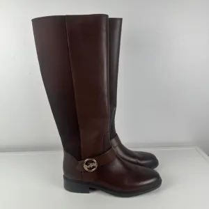 Coach Womens Ricki Riding Equestrian Leather Full-Zip Walnut Brown Boots 5.5C