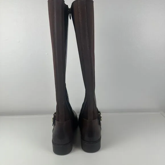Coach Womens Ricki Riding Equestrian Leather Full-Zip Walnut Brown Boots 5.5C
