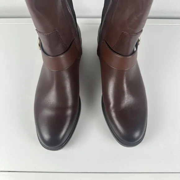 Coach Womens Ricki Riding Equestrian Leather Full-Zip Walnut Brown Boots 5.5C