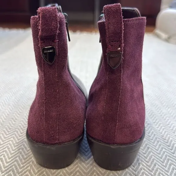Coach Carmen Leather and Suede OxBlood Ankle Boots  Size 5.5