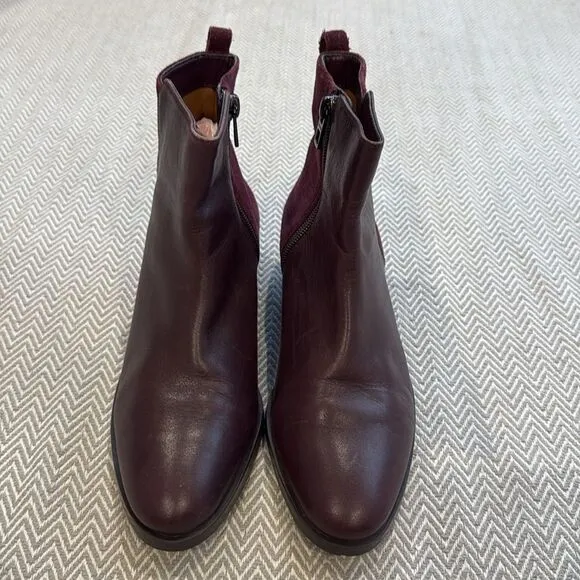 Coach Carmen Leather and Suede OxBlood Ankle Boots  Size 5.5