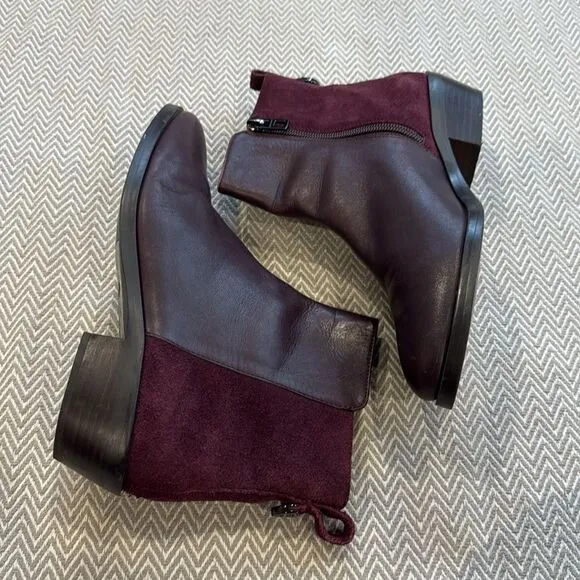 Coach Carmen Leather and Suede OxBlood Ankle Boots  Size 5.5