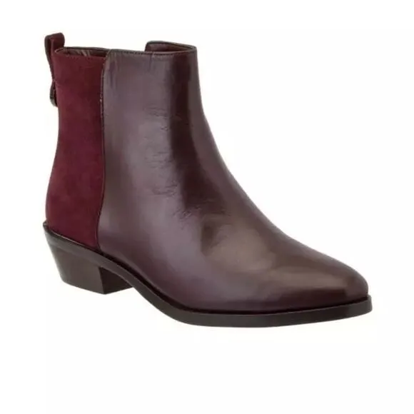 Coach Carmen Leather and Suede OxBlood Ankle Boots  Size 5.5
