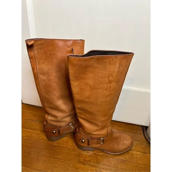 Coach Natalie Riding Leather boots with buckle size 7B Cognac