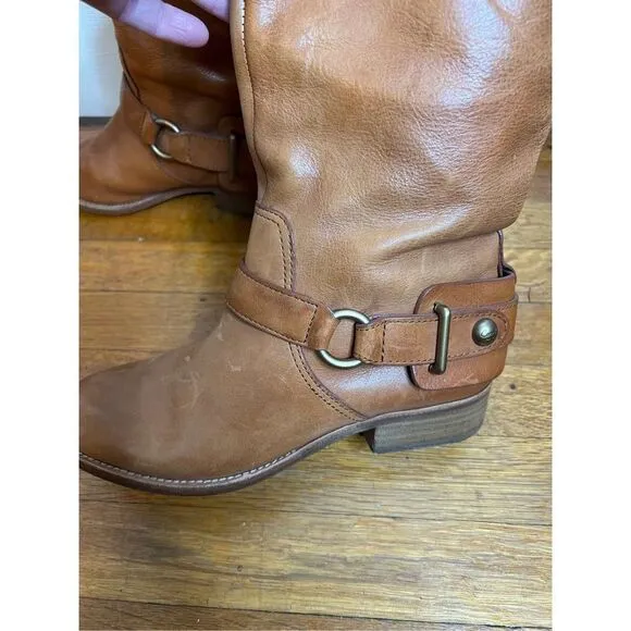 Coach Natalie Riding Leather boots with buckle size 7B Cognac