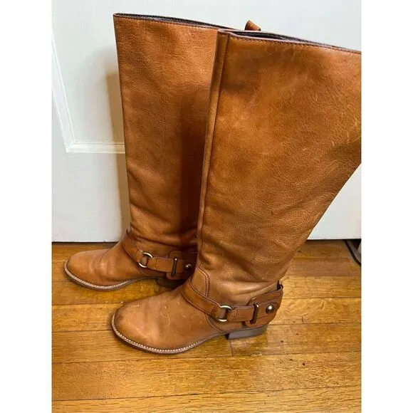Coach Natalie Riding Leather boots with buckle size 7B Cognac
