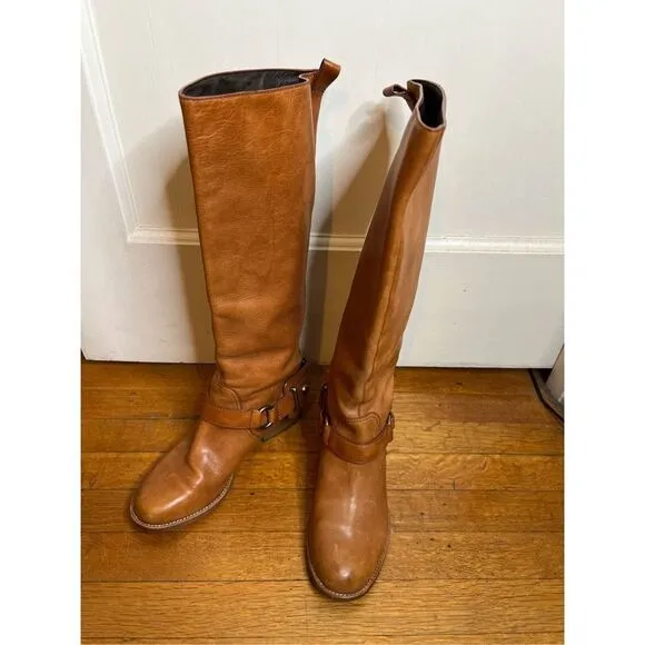 Coach Natalie Riding Leather boots with buckle size 7B Cognac