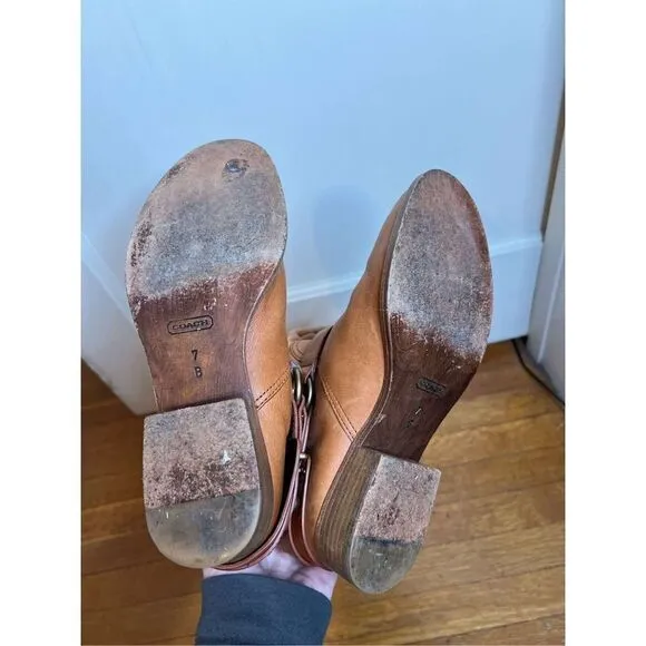 Coach Natalie Riding Leather boots with buckle size 7B Cognac