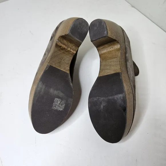Coclico Tik Clog Boots Carbon Split Suede Zipper Back Platform Wood Sole 7