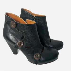 COCLICO Women’s Ankle Boots Button Zip Witchy Goth Black 39 EU 9 US 3.5” Heel
