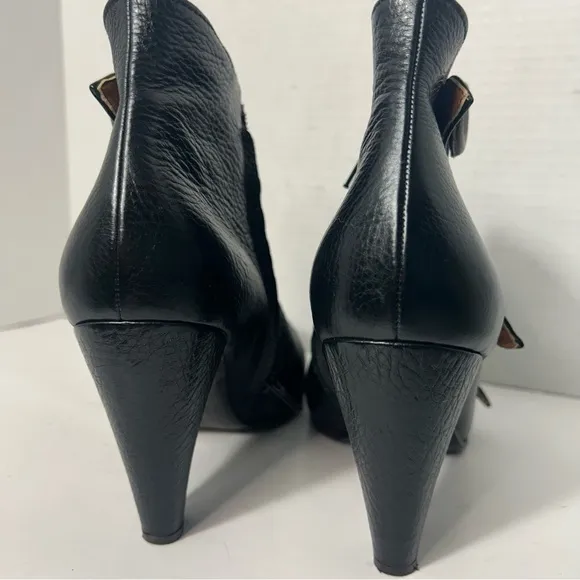 COCLICO Women’s Ankle Boots Button Zip Witchy Goth Black 39 EU 9 US 3.5” Heel
