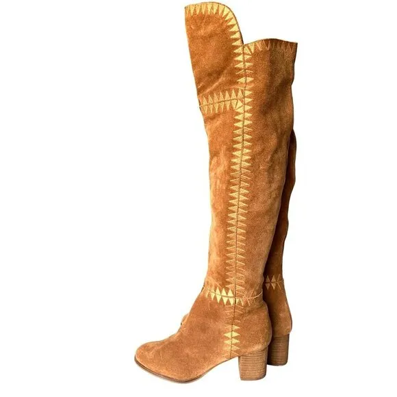 Coconuts‎ by Matisse Moon Tan Over the Knee Suede Boots 7M Boho Artsy Leather