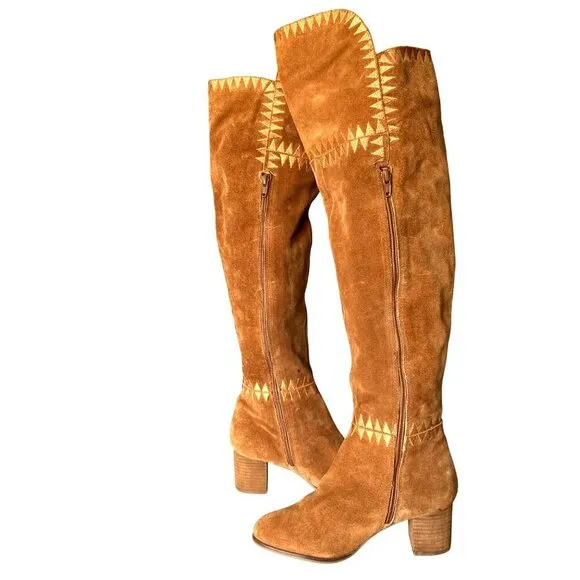 Coconuts‎ by Matisse Moon Tan Over the Knee Suede Boots 7M Boho Artsy Leather