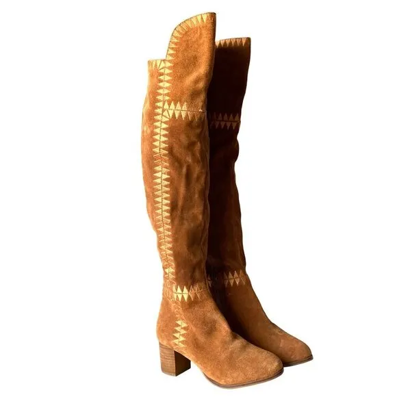 Coconuts‎ by Matisse Moon Tan Over the Knee Suede Boots 7M Boho Artsy Leather