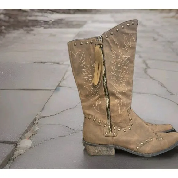 Coconuts Winchester Cowboy Riding  Boots Brown  Zip Close Women's Size 11