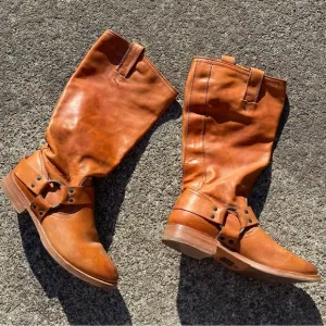 Cognac Frye riding boots