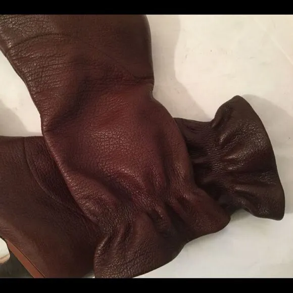 COLE HAAN Air Brown Leather Ruched Calf  GALI Heel