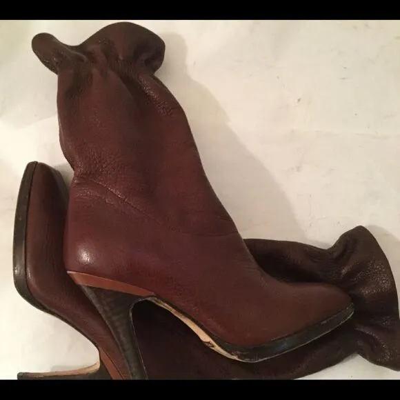 COLE HAAN Air Brown Leather Ruched Calf  GALI Heel