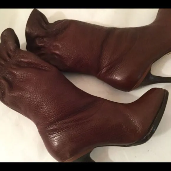 COLE HAAN Air Brown Leather Ruched Calf  GALI Heel