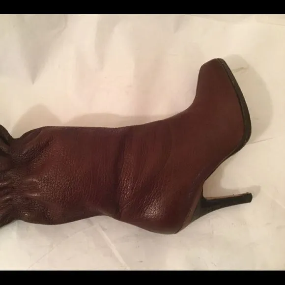 COLE HAAN Air Brown Leather Ruched Calf  GALI Heel