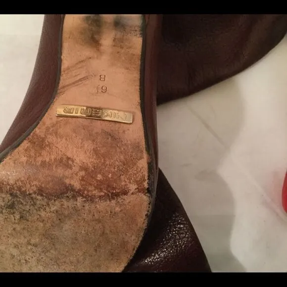 COLE HAAN Air Brown Leather Ruched Calf  GALI Heel
