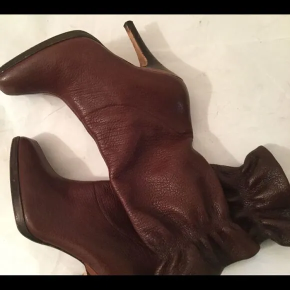 COLE HAAN Air Brown Leather Ruched Calf  GALI Heel