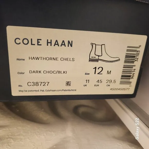 Cole Haan &quot;Hawthrone&quot; Chelsea Boots. Dark Chocolate. NIB. Size 12