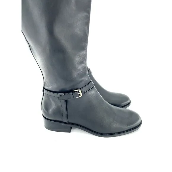 Cole Haan Boots Genevieve Woven Black Brown Leather Riding SZ 6 New $450