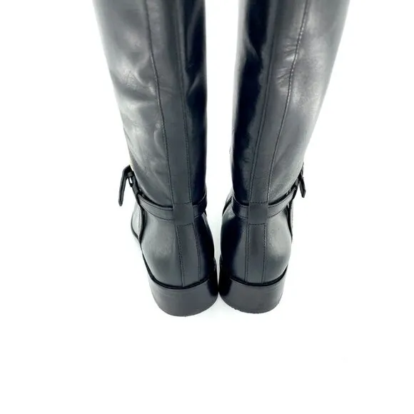Cole Haan Boots Genevieve Woven Black Brown Leather Riding SZ 6 New $450