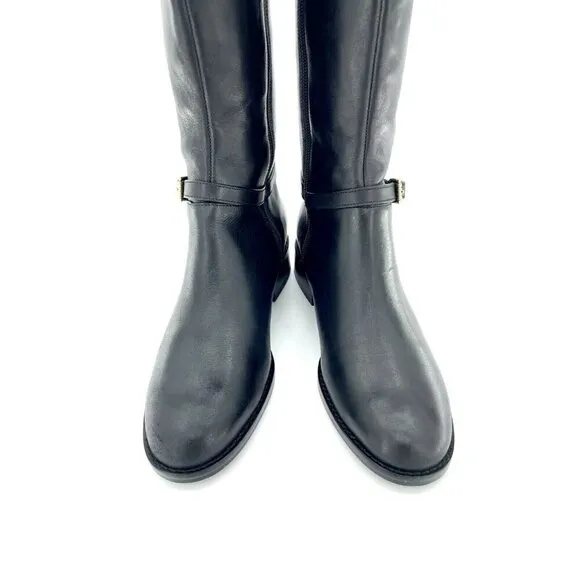 Cole Haan Boots Genevieve Woven Black Brown Leather Riding SZ 6 New $450